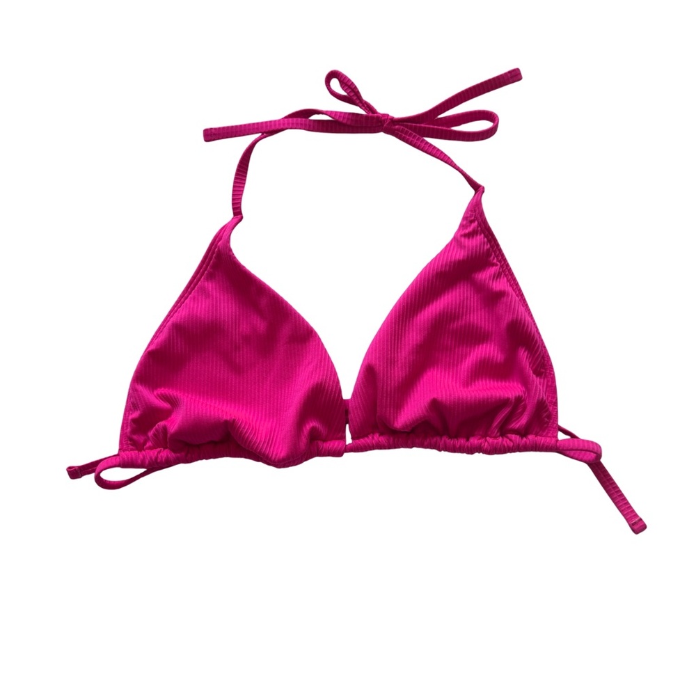 Hollister Ribbed Triangle Bikini Top | Hot Pink | XXL